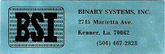 BSI Original Metal: the original Binary Systems, Inc. nameplate with its Kenner, Louisiana address